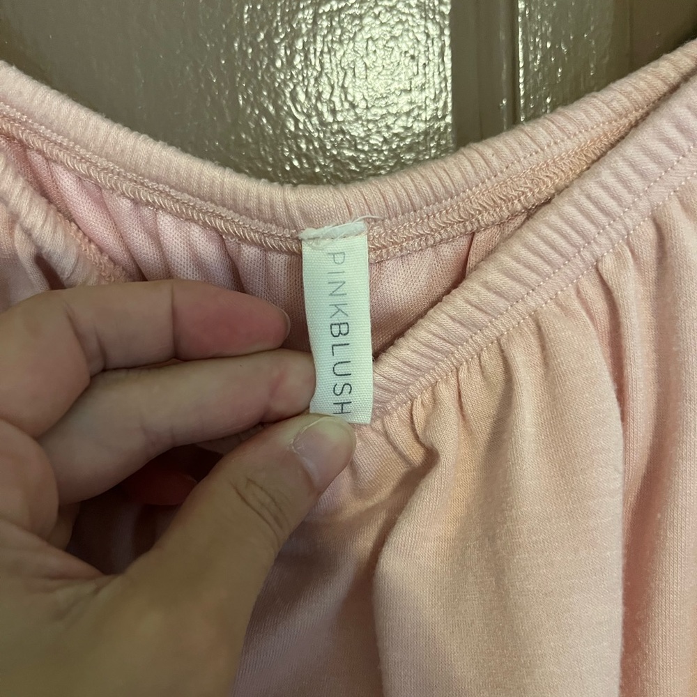 Pinkblush Ruffle Off Shoulder Maternity Maxi Dress Pastel Pink Stretch Pregnancy - Picture 5 of 14